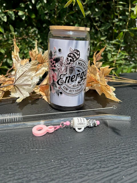 Floral but Fearless 16oz Glass Can Cup