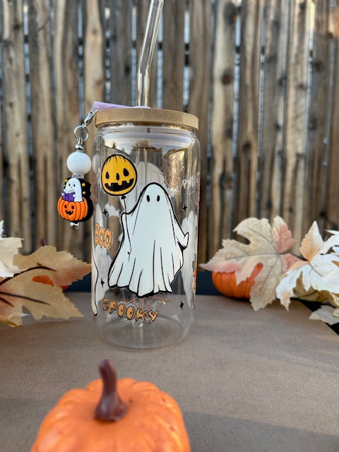 Hey Boo, Sip Happens 16 oz Glass Can Cup
