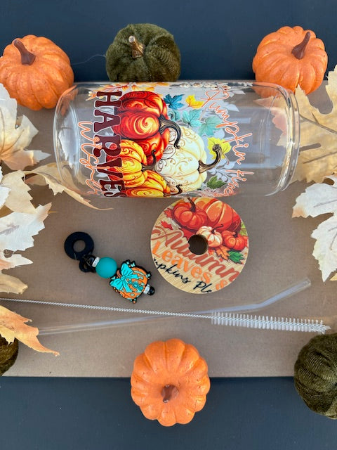Pumpkin Patch Cutie 16 oz Glass Can Cup