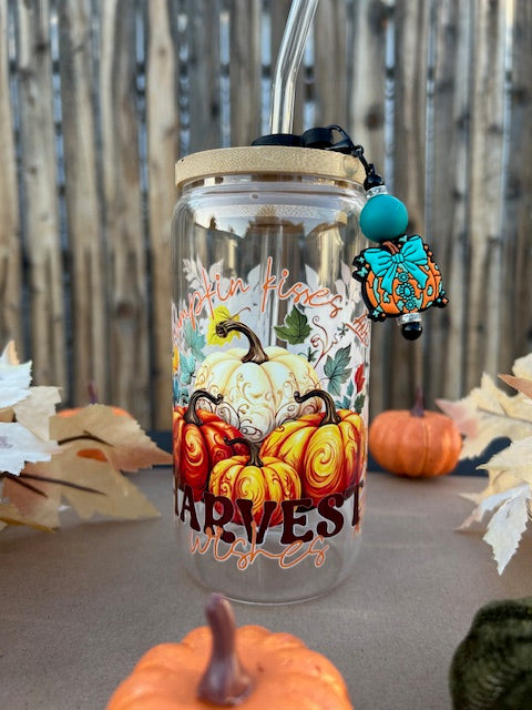 Pumpkin Patch Cutie 16 oz Glass Can Cup
