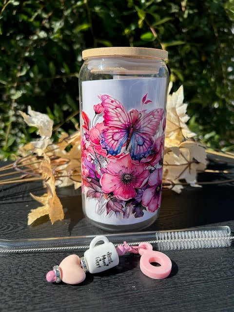 Bloom & Shine 16 oz Glass Can Cup