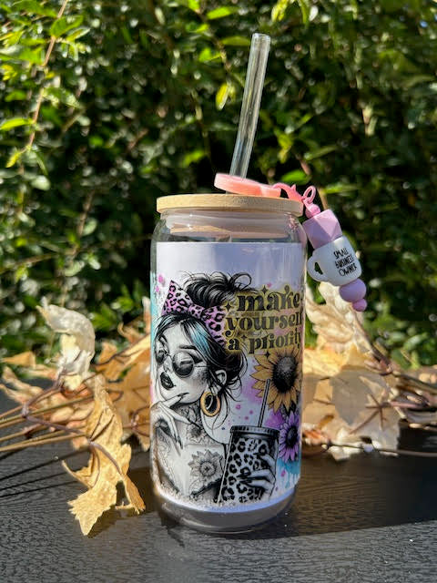 Bloom with Grace 16 oz Glass Can Cup