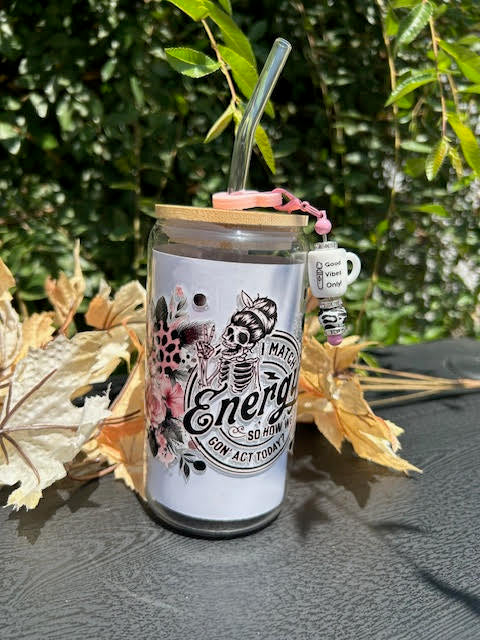 Floral but Fearless 16oz Glass Can Cup