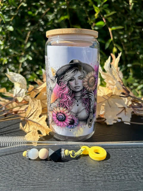 Radiate Sunshine 16 oz Glass Can Cup