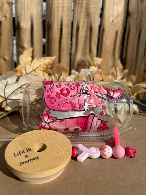 Strong Like Pink 16 oz Glass Can Cup