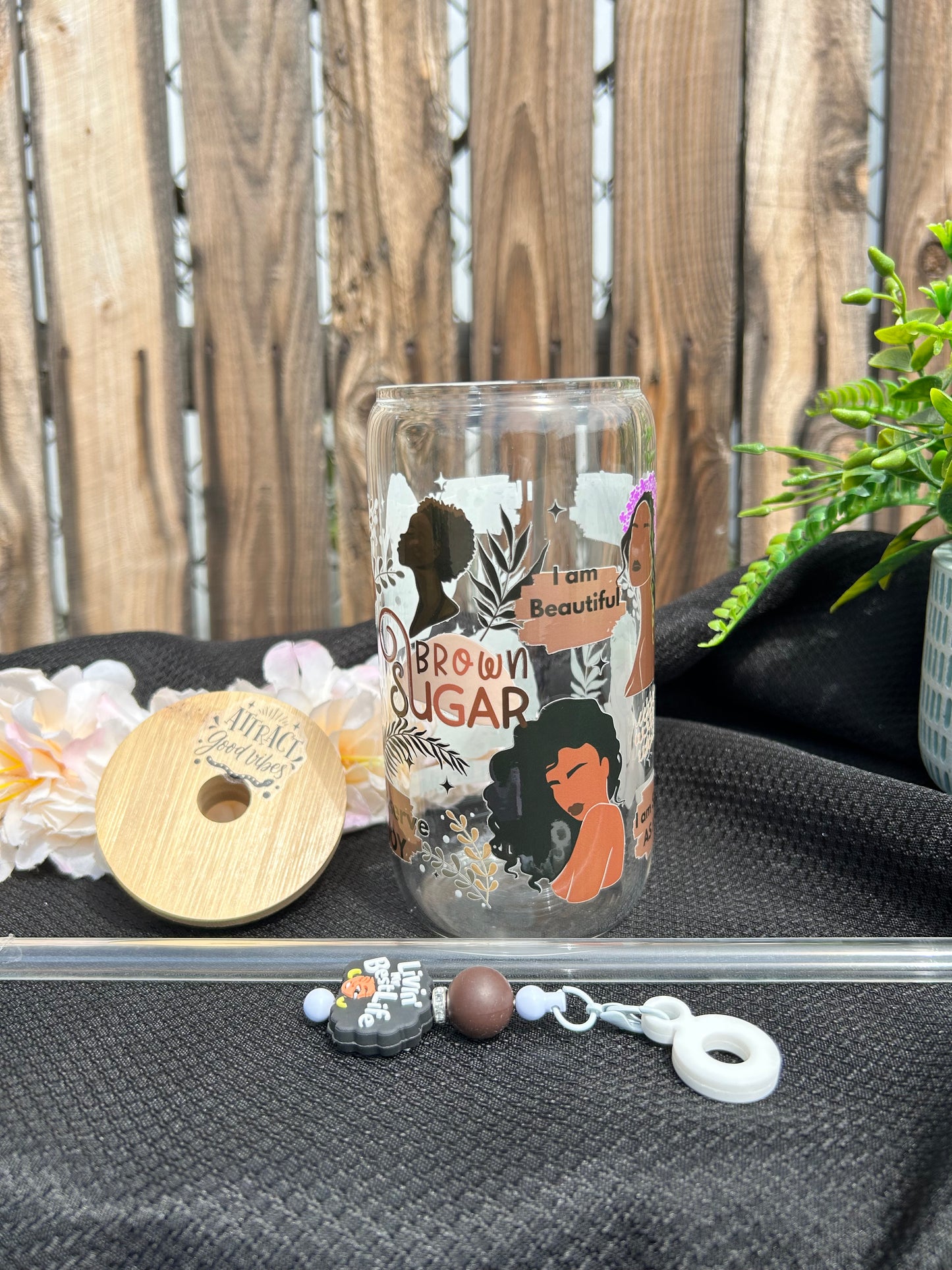 Brown Sugar Affirmations – 16 oz Inspirational Glass Can Cup