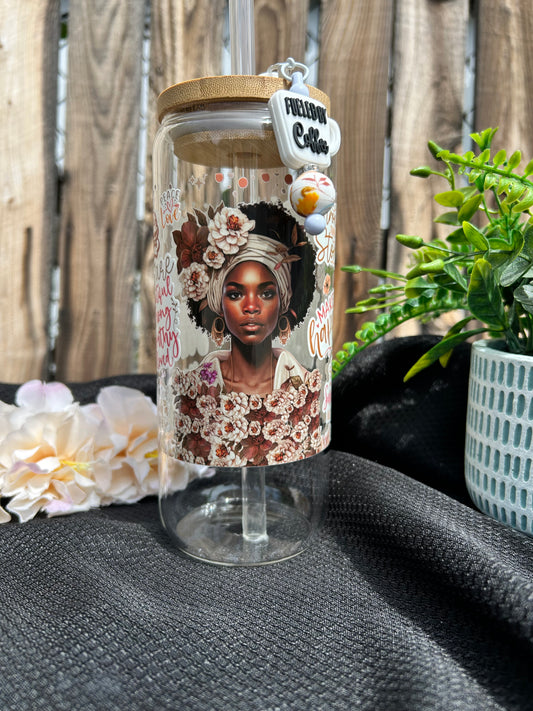Stronger Than the Storm – Inspirational 20 oz Glass Can Cup